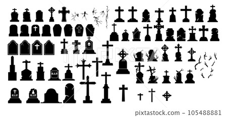 Collection of halloween grave silhouette 105488881