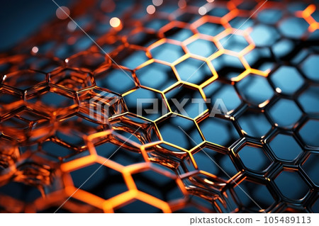 Honeycomb graphene patch. Modern background Honeycomb graphene patch. Modern background 105489113