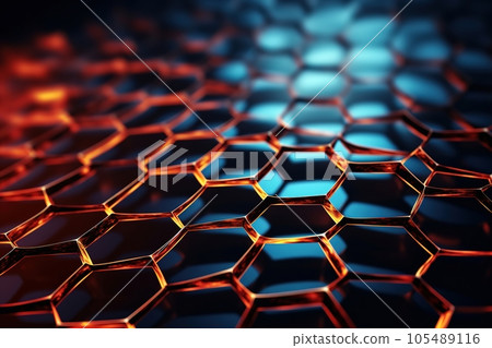 Honeycomb graphene patch. Modern background Honeycomb graphene patch. Modern background 105489116