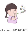 Girls blowing soap bubbles 105489420