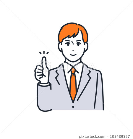 A simple vector illustration material of a young man wearing a suit who makes a good sign with a smile 105489557