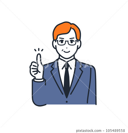 A simple vector illustration material of a middle-aged businessman who makes a good sign with a smile 105489558