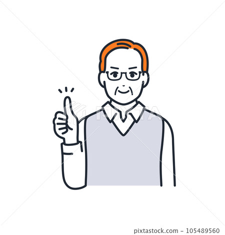 一個微笑著做出好兆頭的老人的簡單矢量圖素材 一個微笑著做出好兆頭的老人的簡單矢量圖素材 105489560