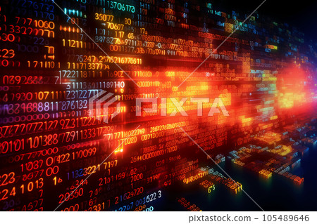 code streams of binary code on screen code streams of binary code on screen 105489646