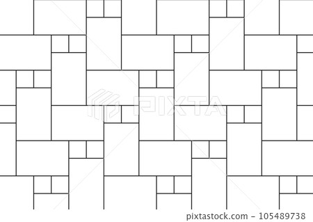 Herringbone inserted tile seamless pattern. Pavement texture. Stone or ceramic brick wall. Kitchen backsplash mosaic surface. Bathroom, shower or toilet floor decoration Herringbone inserted tile seamless pattern. Pavement texture. Stone or ceramic brick wall. Kitchen backsplash mosaic surface. Bathroom, shower or toilet floor decoration 105489738