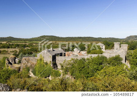 View of the medieval village of La Couvertoirade in Larzac, Aveyron, France View of the medieval village of La Couvertoirade in Larzac, Aveyron, France 105489817