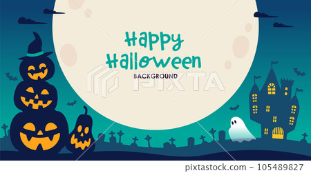 Halloween background full moon and pumpkin night Halloween background full moon and pumpkin night 105489827