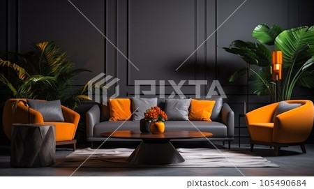 Modern vivid living room 105490684