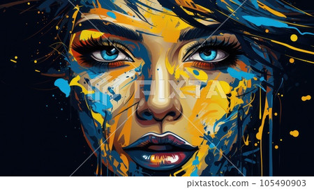 Painting girl face 105490903