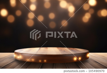 Wooden empty table with bokeh background Wooden empty table with bokeh background 105490970
