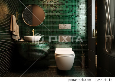 Green bathroom modern background 105491018