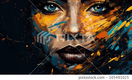 Painting girl face 105491025