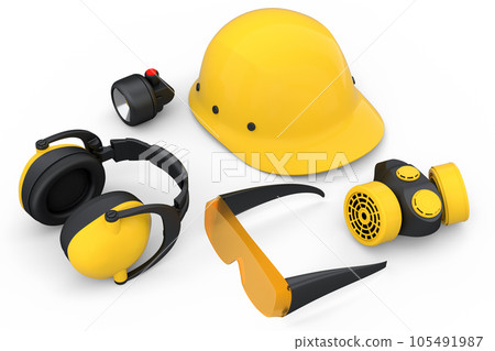 Set of construction wear for repair and installation on white background 105491987
