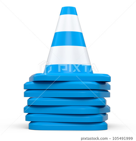 Set of traffic cones for under construction road work on white background. 105491999