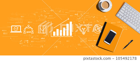 Marketing concept with computer keyboard and office items 105492178