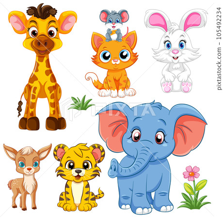Cute Wild Animals Cartoon Character 105492234