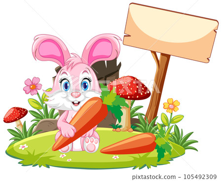 Adorable Rabbit Holding Carrot 105492309