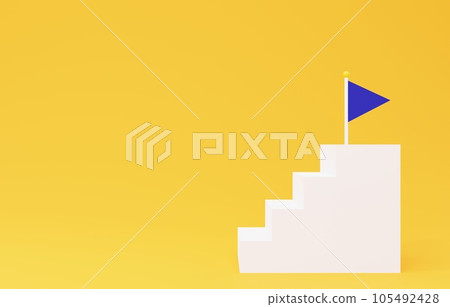 3D material _ simple stairs and flag _ orange 105492428