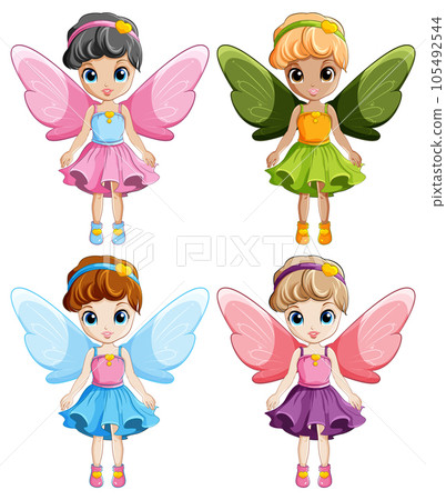 Cute simple cartoon fairy set Cute simple cartoon fairy set 105492544