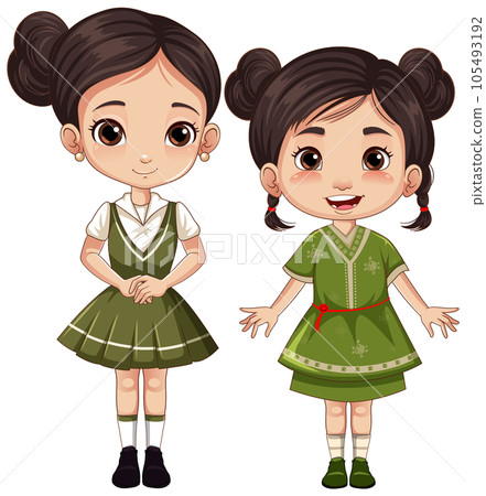 Cute female student cartoon character 105493192