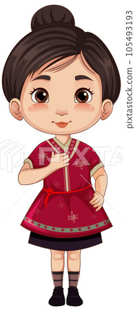 Chinese girl cartoon character in traditional outfit 105493193