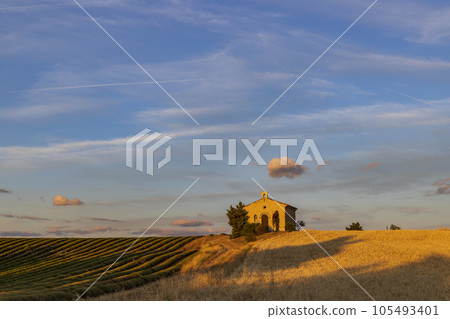 Chapel in Plateau de Valensole, Provence, France Chapel in Plateau de Valensole, Provence, France 105493401
