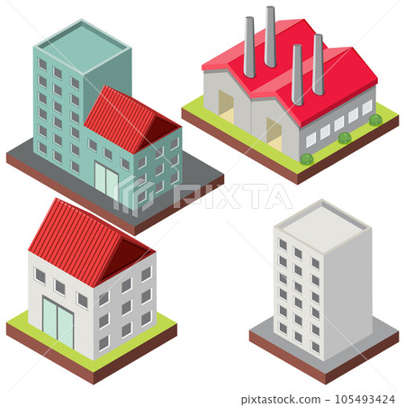 Isometric Buildings and Houses Set 105493424