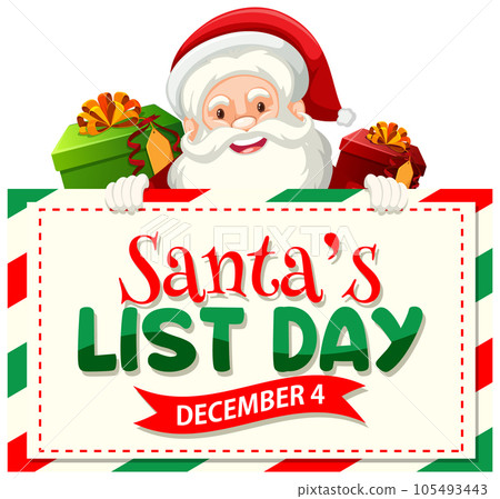 Santa's list day text banner design 105493443