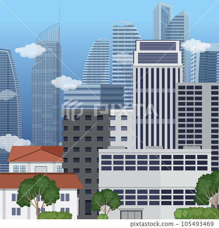 Urban landscape with high skyscrapers background 105493469