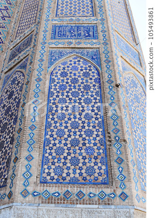 烏茲別克斯坦藍色幾何瓷磚 105493861