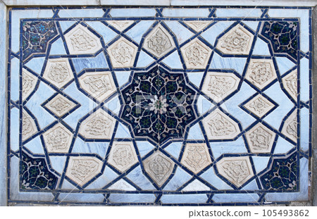 烏茲別克斯坦藍色幾何瓷磚 烏茲別克斯坦藍色幾何瓷磚 105493862