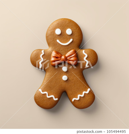 Christmas gingerbread man on a bright background. The concept of Christmas. Minimalism. Christmas gingerbread man on a bright background. The concept of Christmas. Minimalism. 105494495