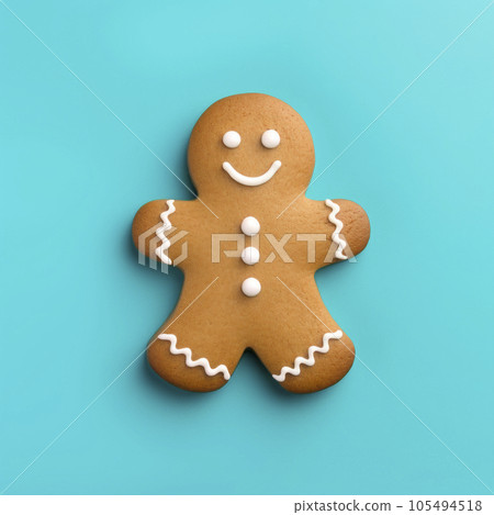 Christmas gingerbread man on a bright background. The concept of Christmas. Minimalism. 105494518