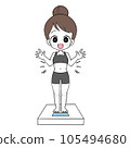 一個女人在體重秤上歡欣鼓舞的插圖 105494680