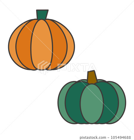 Hand drawn style cute pumpkin illustration set 105494688