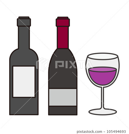 酒瓶和裝滿酒的酒杯插圖 酒瓶和裝滿酒的酒杯插圖 105494693