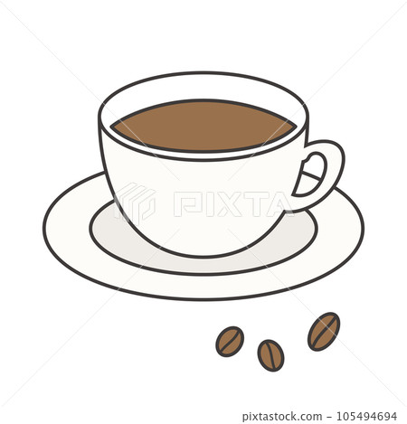 simple coffee cup and coffee bean illustration 105494694