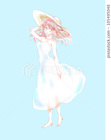 beautiful woman in summer 105495048