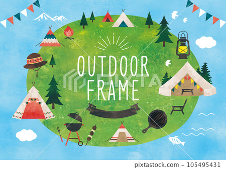Outdoor camping frame watercolor 105495431