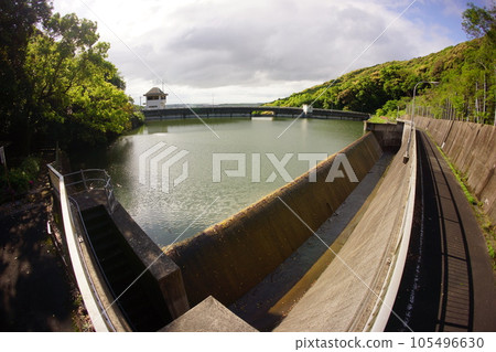 Fukaura dam body, dam lake and emergency spillway Fukaura dam body, dam lake and emergency spillway 105496630