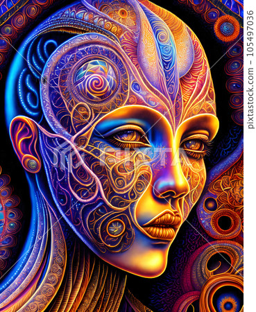 Abstract dreaming mindset woman face - Generative AI 105497036