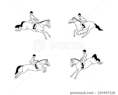 Riders and horses on the theme of horse hunting Riders and horses on the theme of horse hunting 105497326