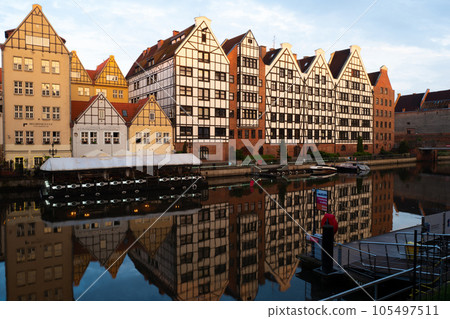 2022-06-09 old town of Gdansk and Motlawa river at evening, Poland 105497511
