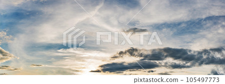 Blue sky panorama with cloud on a sunny day. Blue sky panorama with cloud on a sunny day. 105497773