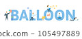 Balloon. Concept with keyword, people and icons. Flat vector illustration. Isolated on white. 105497889