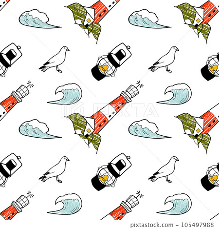 vector pencil seamless pattern on the theme of sea cruise vector pencil seamless pattern on the theme of sea cruise 105497988