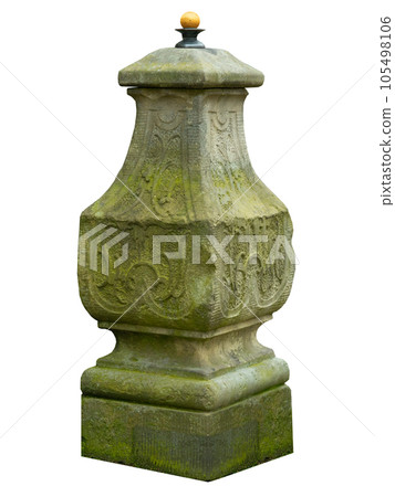 medieval stone column for the stairs of the entrance to the house, isolated on white 105498106