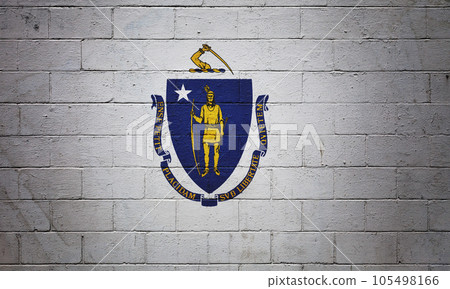 Flag of Massachusetts painted on a wall 105498166