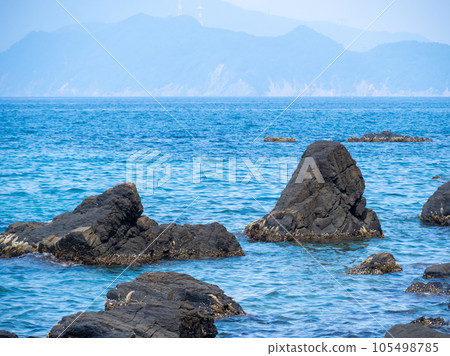 rocks and sea. Calm coast of the Sea of Japan in summer (July). rocks and sea. Calm coast of the Sea of Japan in summer (July). 105498785