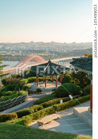 Haengjusanseong Fortress and Seoul city and Han river view in Goyang, Korea 105499053